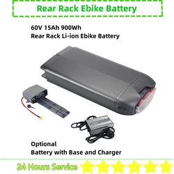 60V 15Ah 900Wh Li-ion Electric Bike Battery Rear Rack Carrier Type for Wired Freedom Step Over Cruiser Step Thru Predator E-bike