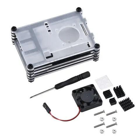 9-Layers Protection Case for Raspberry Pi 4B Acrylic Transparent Clear Case with Cooling Fan & Heatsink for Raspberry Pi 4B