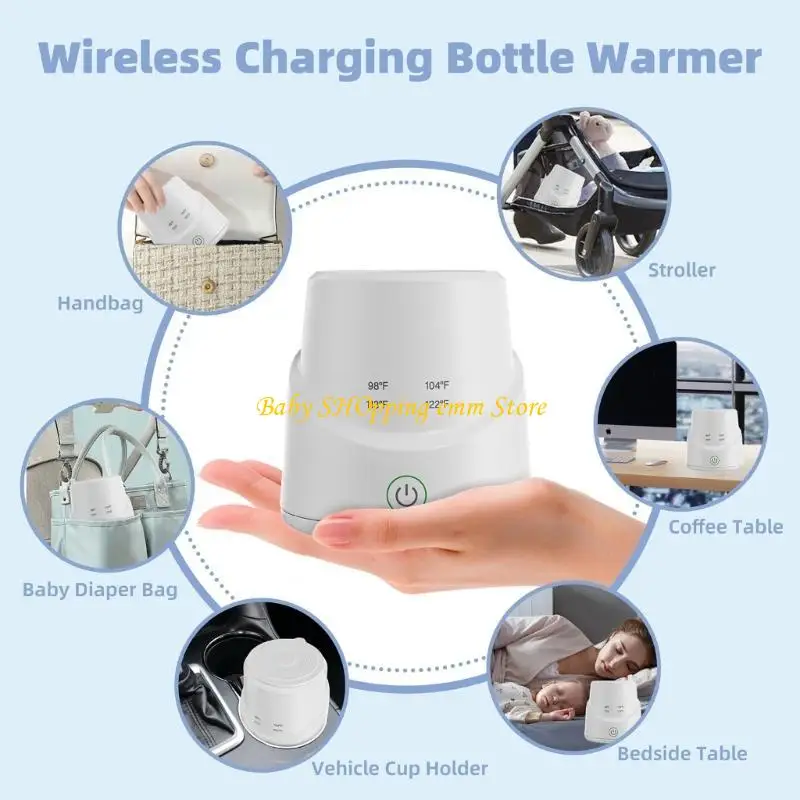 

23GD Portable Baby Bottle Warmer Fast Heating USB Rechargeable Designing with 4pcs Adapters for Travel and Home Use