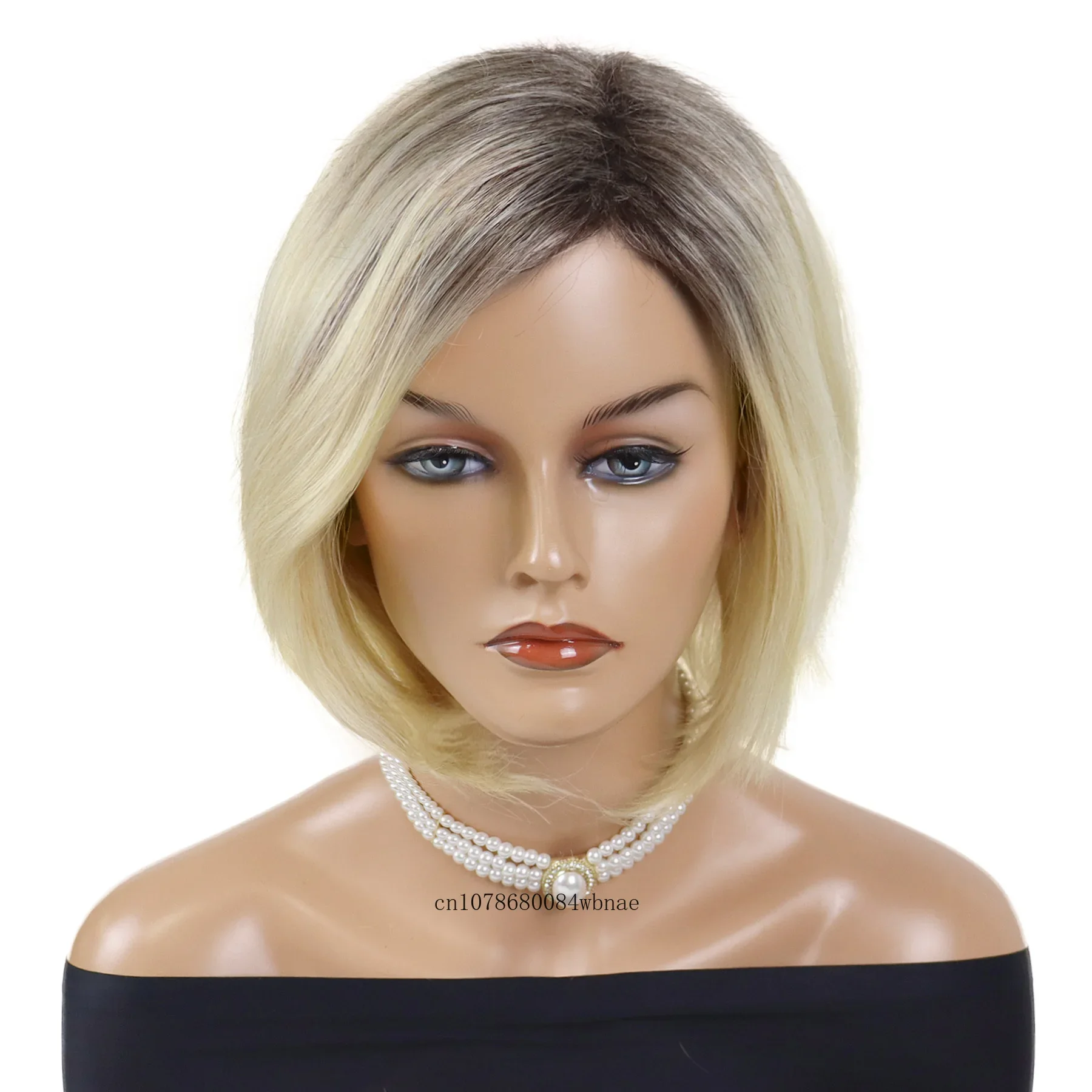 Natural Synthetic Hair Short Bob Wig for Women Blonde Wigs with Side Bangs Daily Costume Cosplay Party Halloween Heat Resistant