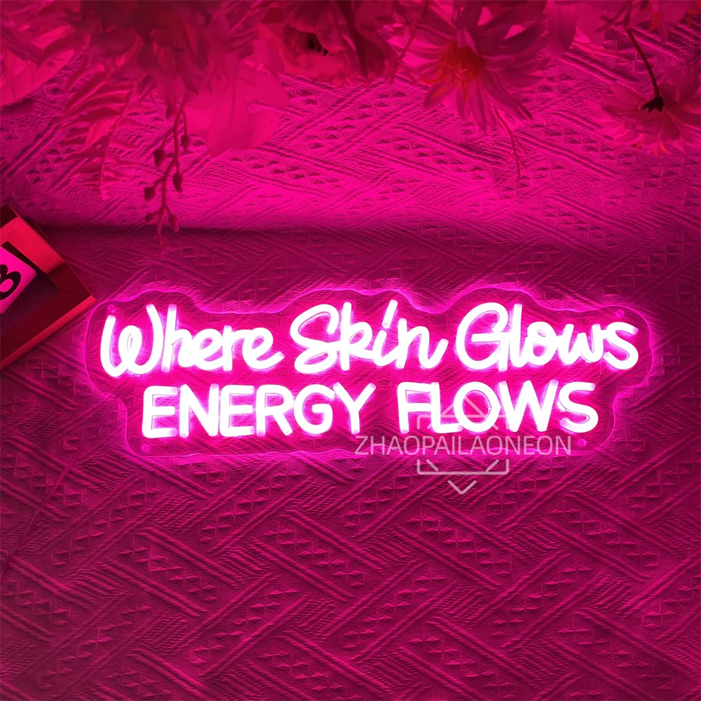 

Where Skin Glows ENERGY FLOWS Led Neon Sign Beauty Room Wall Decor Neon Lights Beauty Salon Skin Care Room Decoration LED Signs