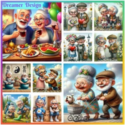 Cartoon Happy Old Couple Mosaic Embroidery Diamond Painting 5D Art Cross Stitch Pixel Pictures Printed Home Decoration New 2024