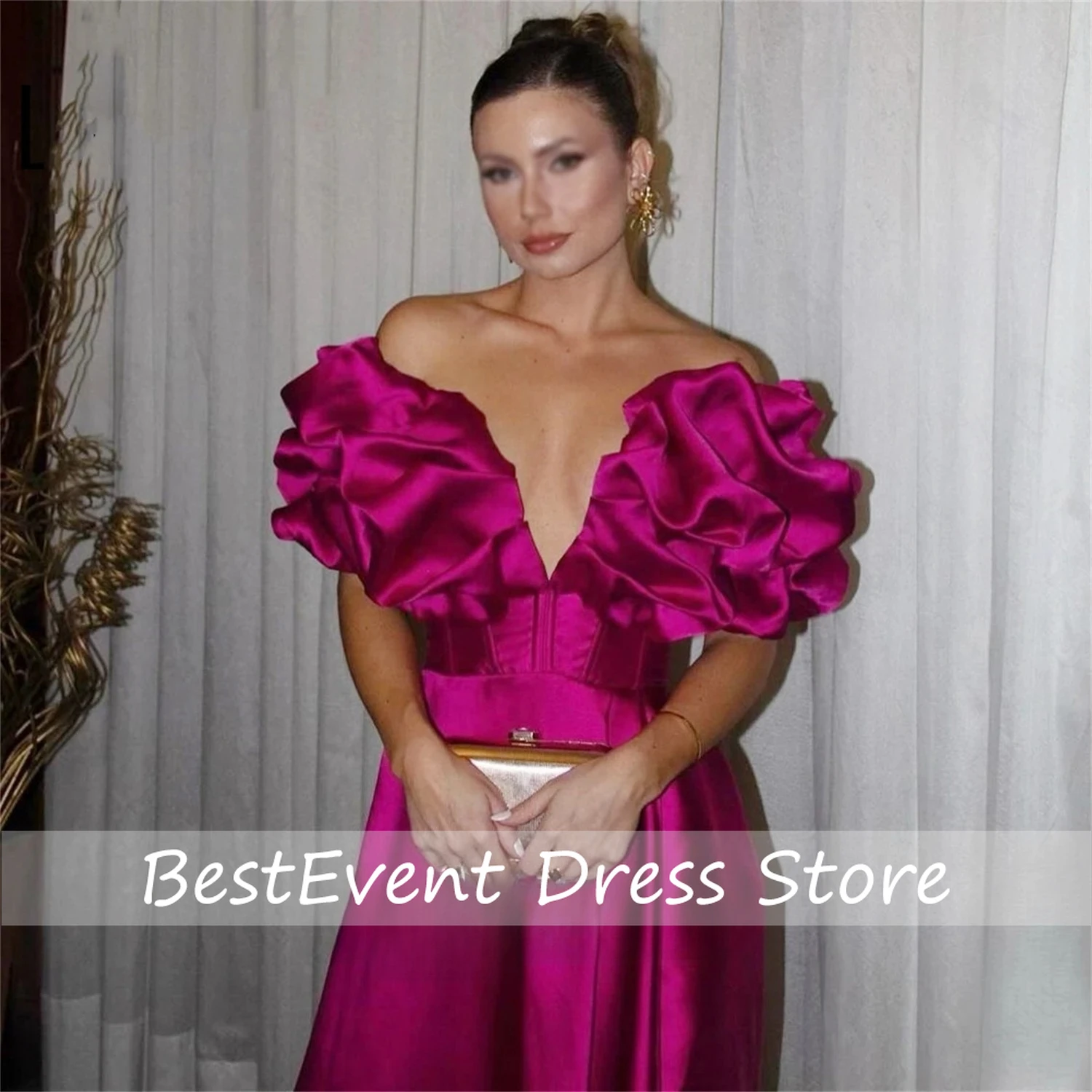 Prom Dress Evening Satin Line A Three-dimensional Rotator Cuff Elegant Party Long Dresses for Formal Occasions Luxury Customized