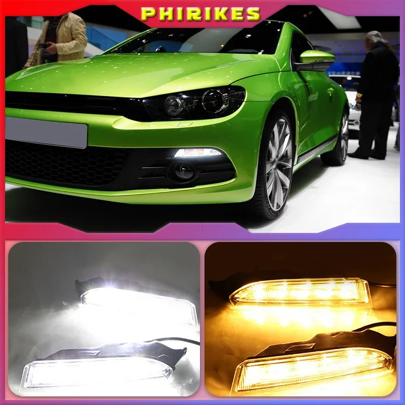 

2 шт. для Volkswagen VW Scirocco R 2010-2014 светодиодные DRL дневные ходовые огни дневного света желтый указатель поворота