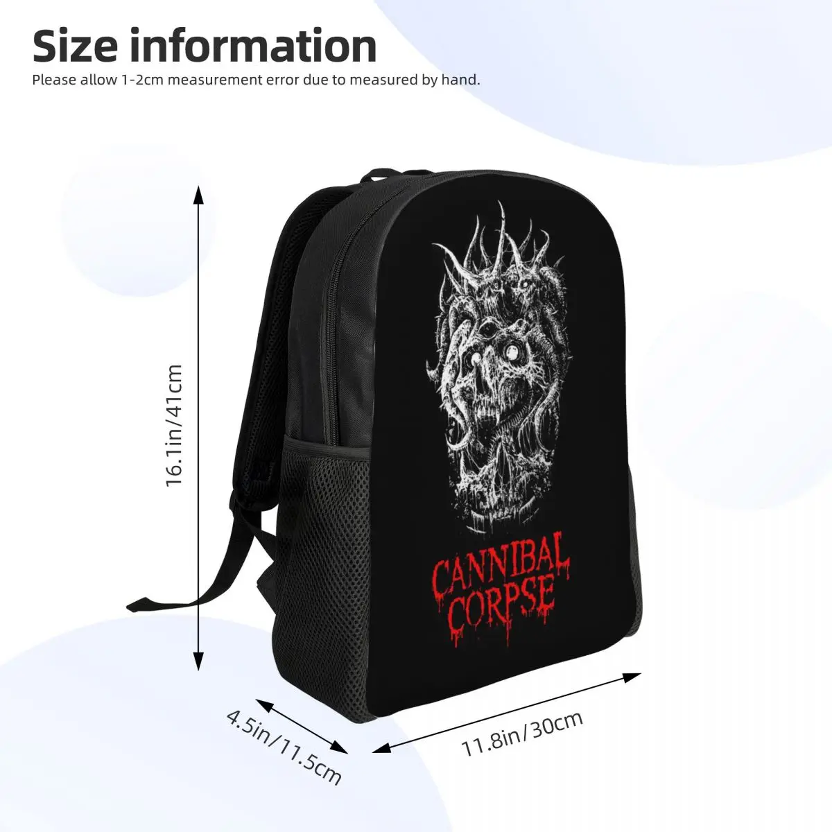Cannibal Corpse Metal Skateboard Student Backpack School Bag Hiking Travel Daypack for Boys Girls Fashion Bookbag Shoulder Bags
