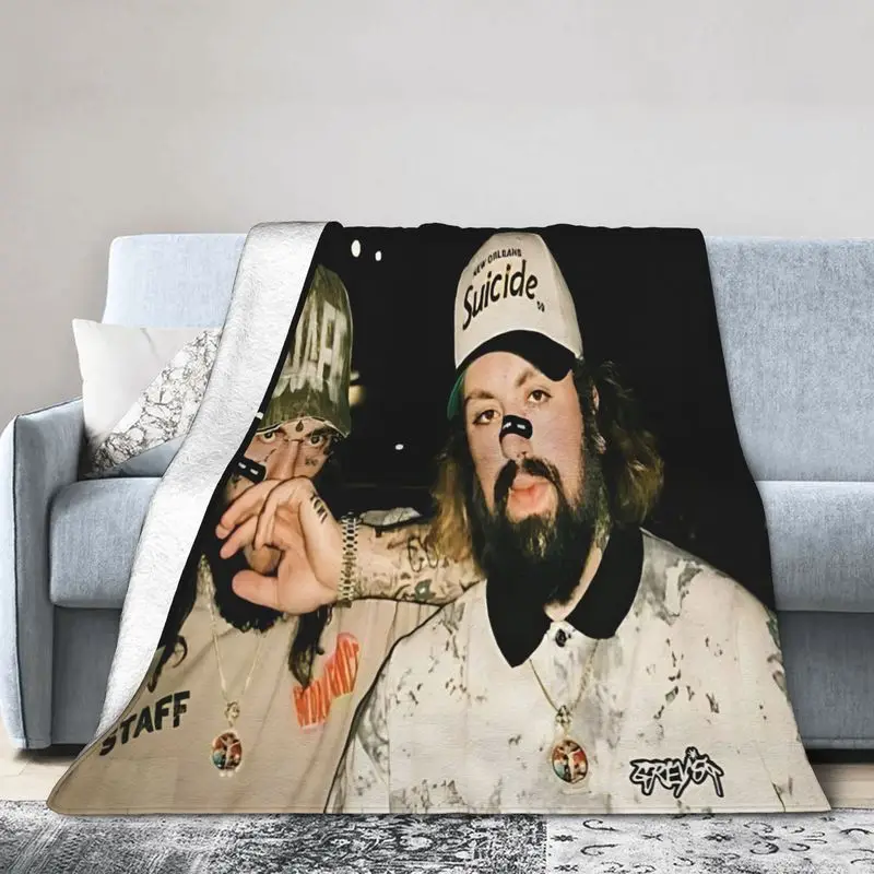 VIKAMA Suicideboys Portrait Flannel Throw Blanket Underground Hip Hop Rap Print Music Fan Sofa Bed Camping Gift Decor Blanket