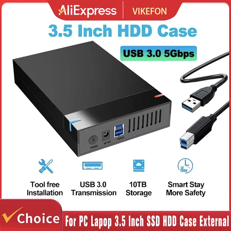 

Корпус для внешнего жесткого диска SSD 3,5 дюйма Корпус для внешнего жесткого диска SATA SSD UASP USB 3.0 к SATA III 10 ТБ Корпус для жесткого диска SSD для ПК Lapop