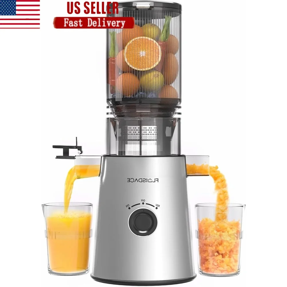 

Cold Press Juicer Slow Masticating Machine 5 Inch Feed Chute Whole Fruits Vegetables High Torque Extraction Easy Clean Safety