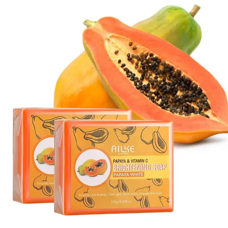 AILKE Skin Brightening Soap -Organic Papaya Soap For Radiant Skin, Clean Stains, Improves Dull Skin, Face & Body & Hands