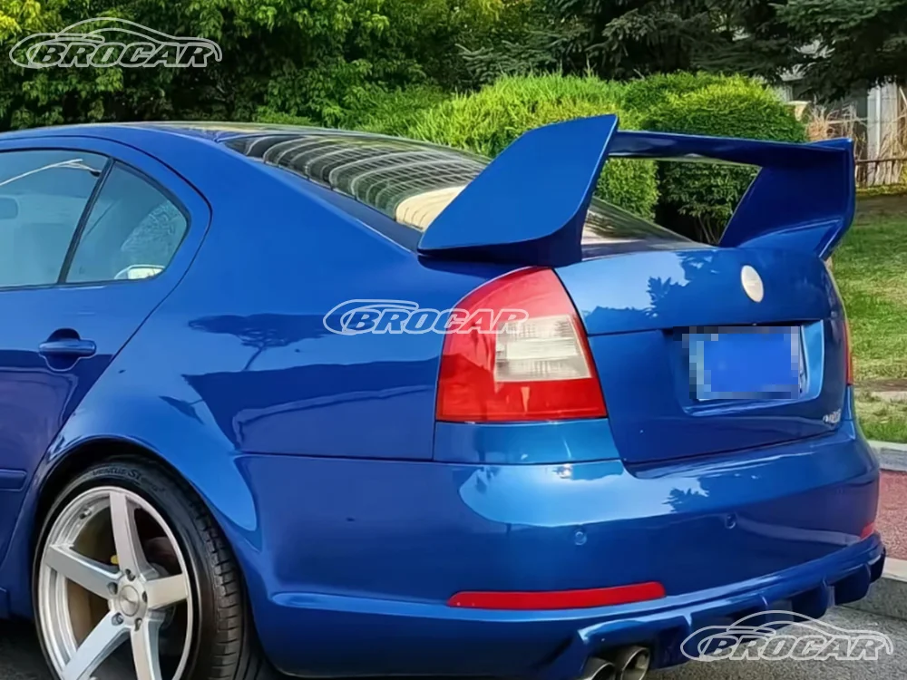 Für 2006-2014 Skoda OCTAVIA RS GEN 2 EVO Style Hochwertiger ABS-Kunststoff Unlackierter Glänzend Schwarzer Spoiler Kofferraumflügel