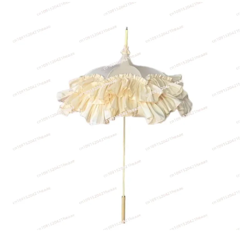 Suitable for Handmade Parasol Lo Umbrella Wedding Photography Props Homemade Satin Lace Long Handle Umbrella Antique Long Handle