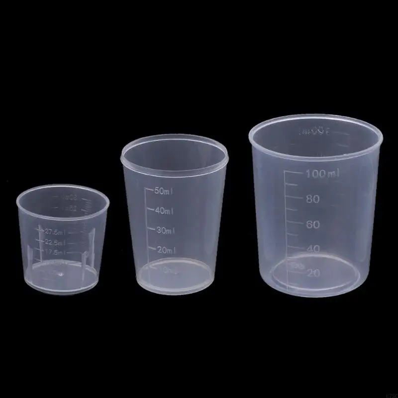 U75C 3pieces Resina Epoxi Cups Graduado Cups escala transparente para uso laboratorio arte resina
