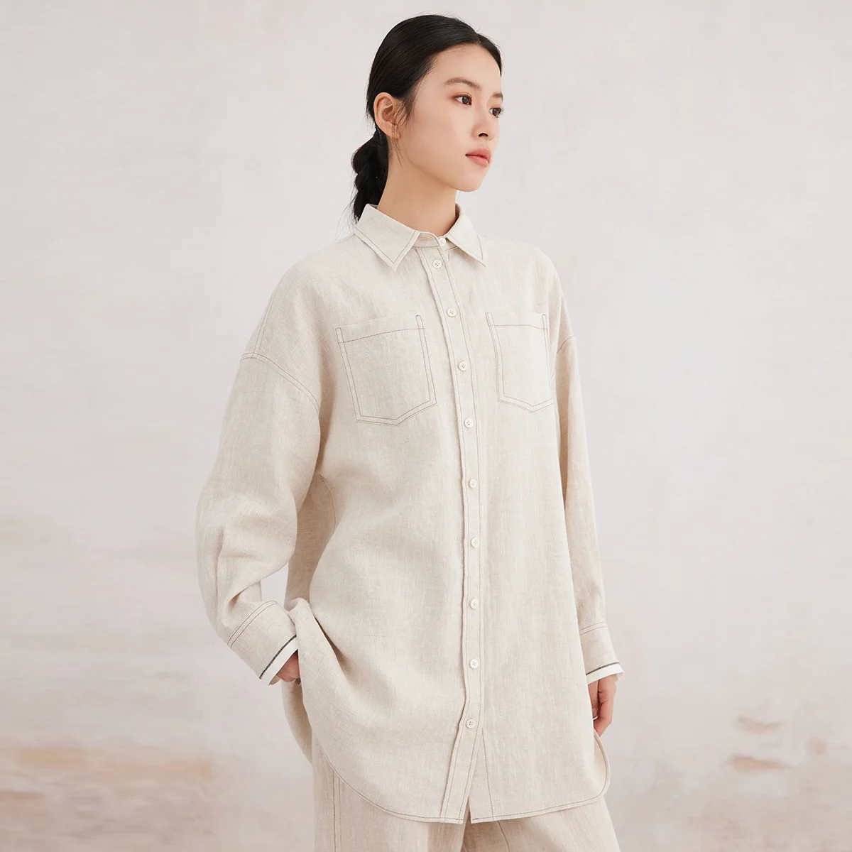 K3164X 100% Linen long blouse luxury womens clothing high quality spring summer clothes
