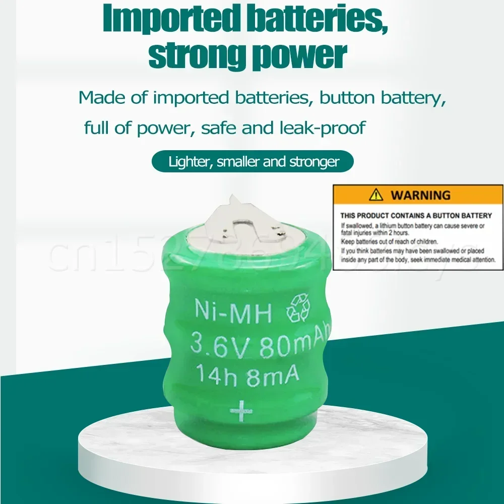 10-100PCS Original 3.6V 80mAh NI-MH Rechargeable Batteries For Watch LED Lamp Flashlight Solar Water Heater Clock Cell With Pins