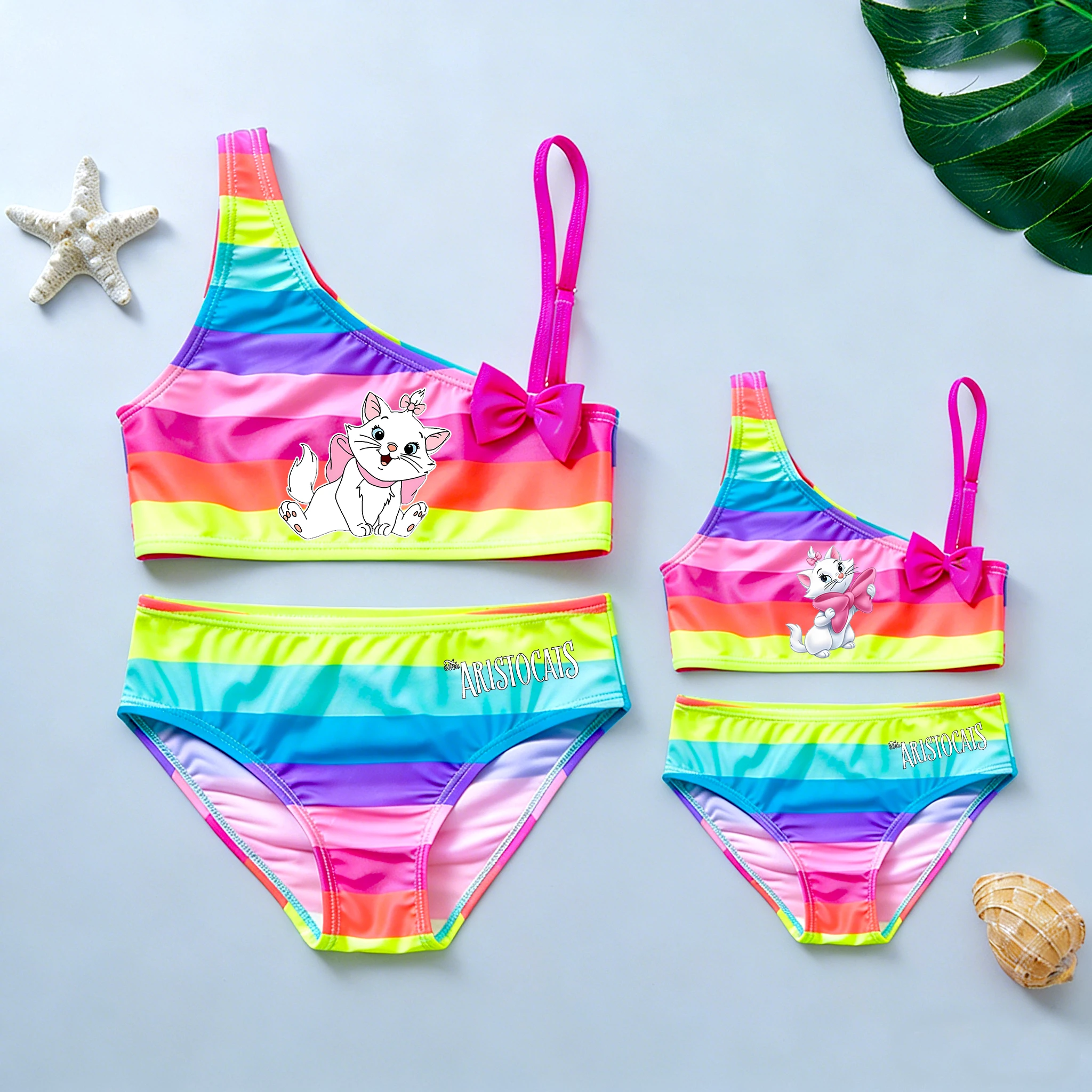 

Купальник Marie Cat Girl, летняя пляжная одежда, купальный костюм с бантом для девочек, комплект из 2 предметов, танкини, красочная одежда для плавания, 3-12 лет