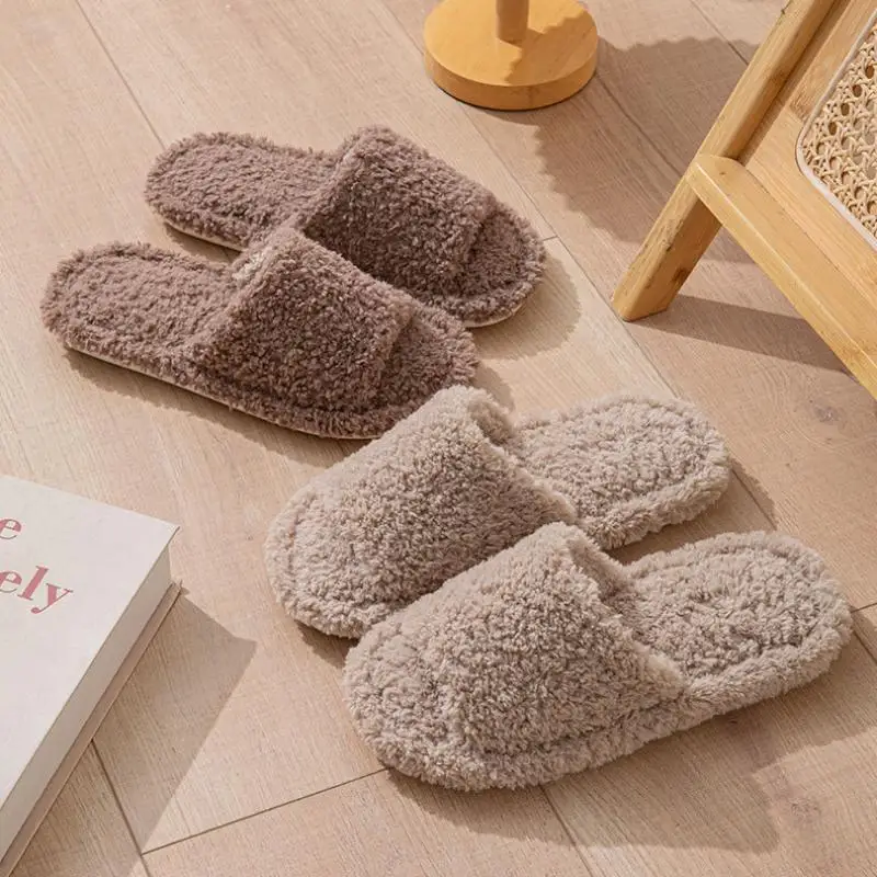 

Повседневные пушистые женские тапочки, домашняя роскошная дизайнерская женская обувь на плоской подошве, модные шлепанцы из нечеткого меха, новая зимняя плюшевая элегантная обувь
