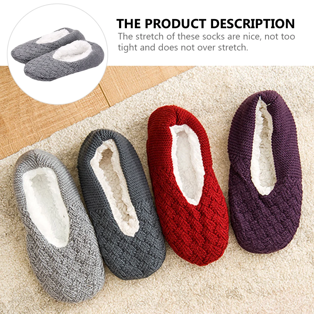 

Adult 1 Pair Warm Slipper Winter House Socks Gripper Sole Anti-Slip Cozy Soft Comfortable Breathable Stretchable Warmth Footwear