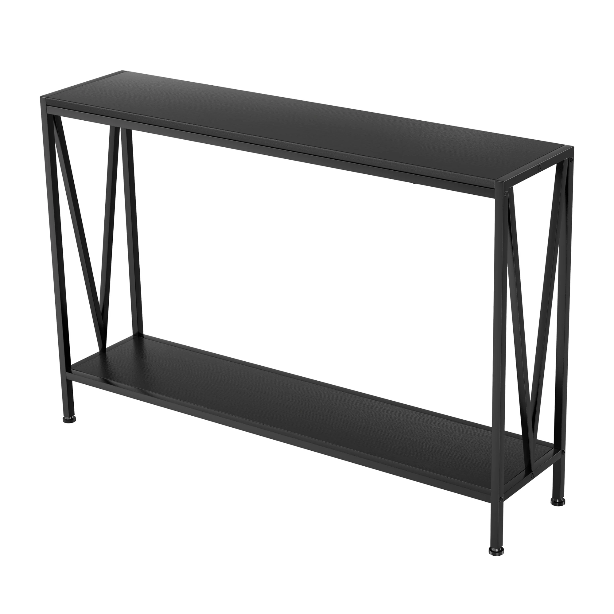 

42.9" Black Entryway Table Console Table, Industrial 2-Tier Skinny Sofa Table with Shelf, Console Tables for Entryway