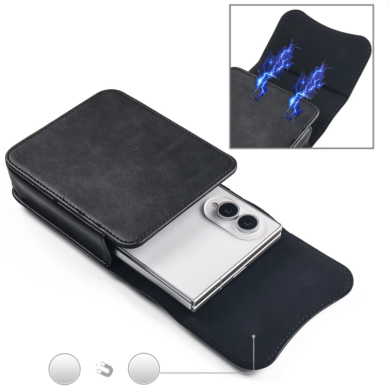 Uniwersalna torba na pas dla telefonów składanych, kompatybilna z Samsung Galaxy Z Fold 8 / 8Wide, iPhone Fold, HUAWEI Pura X Max, skórzane etui na telefon. — zdjęcie produktu 5