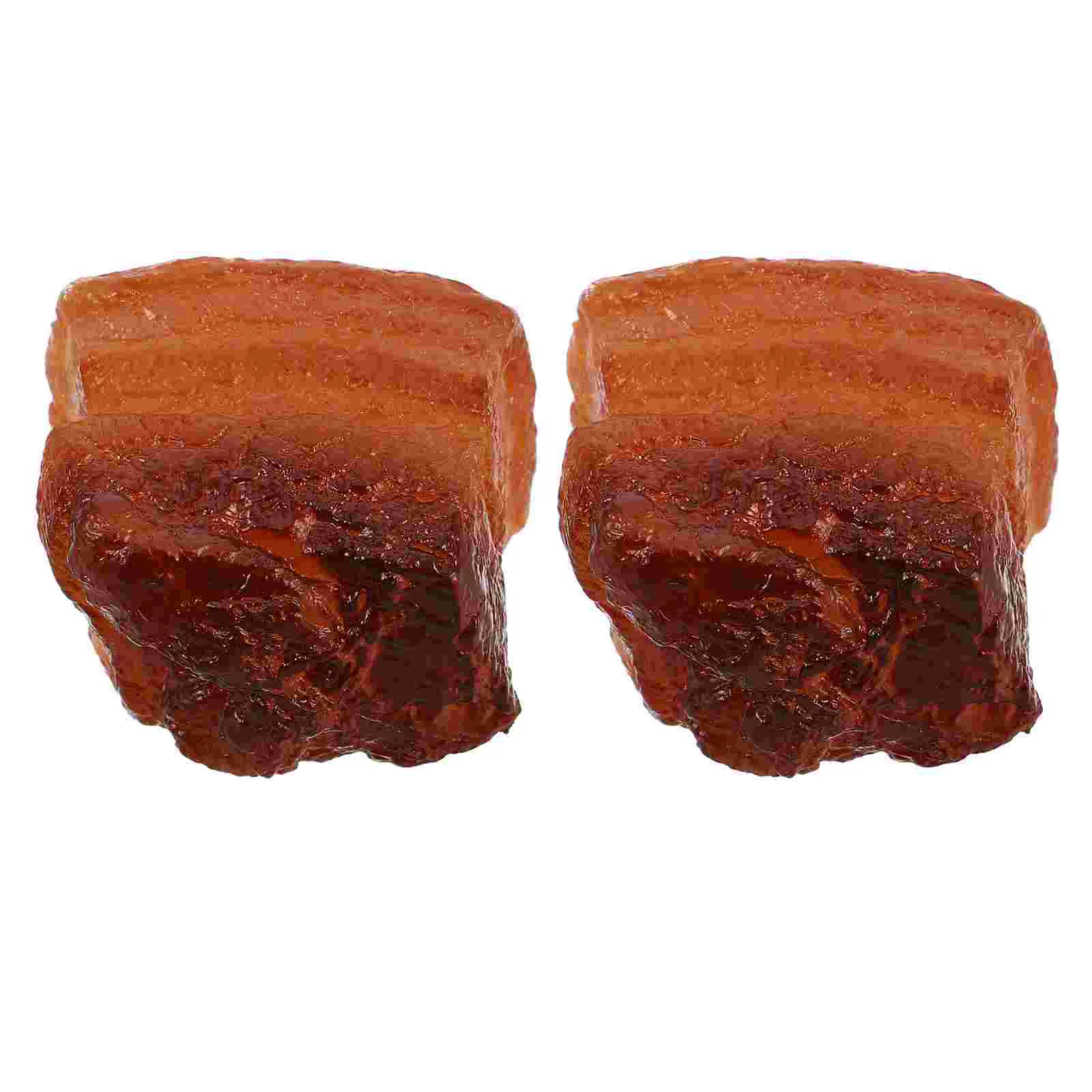 2PCS Artificial Pork Prop Decor Exquisite Craftsmanship Braised Meat Belly Sample Dish Accessories