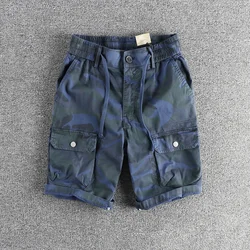 Heavy wash to do old camouflage cargo casual shorts men's American retro trend summer new loose straight pants