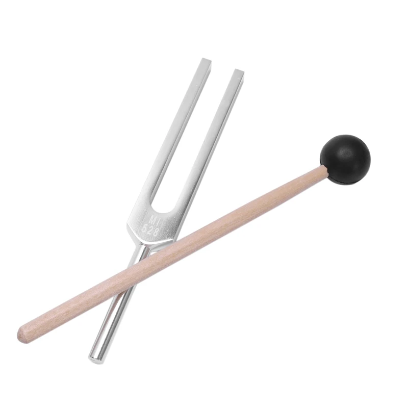 Aluminum Alloy + Wood Tuning Fork Chakra Hammer Ball Diagnostic 528HZ With Mallet Set Nervous System Testing Tuning Fork Health