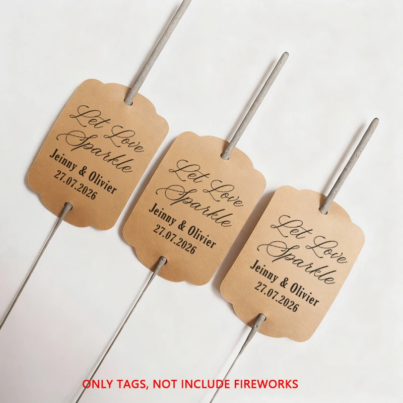 

50 Sheets Personalized Wedding Tags Let Love Sparkle Kraft Paper Tags, Wedding Name Tags