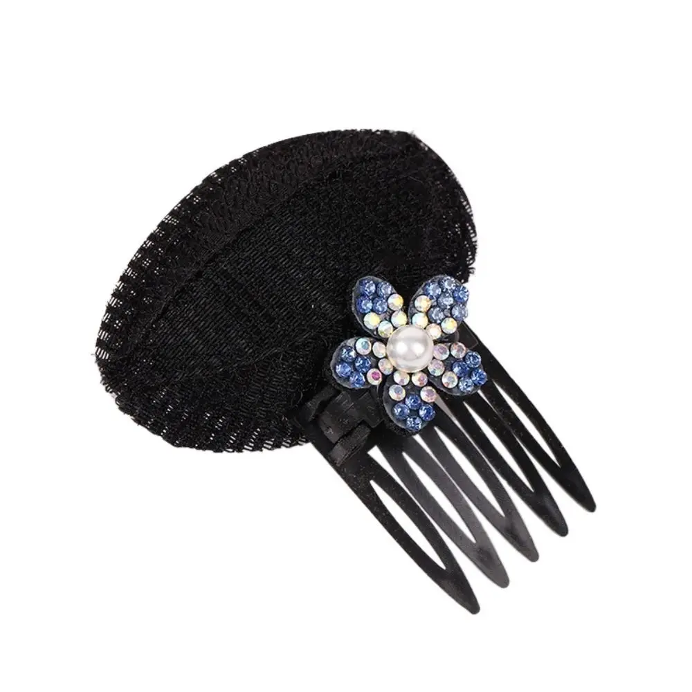 

Elegant Rhinestone Puff Hair Head Cushion Pearl Flower Hair Base Braid DIY Hair Styling Tool Invisible Volume Hair Clip Lady