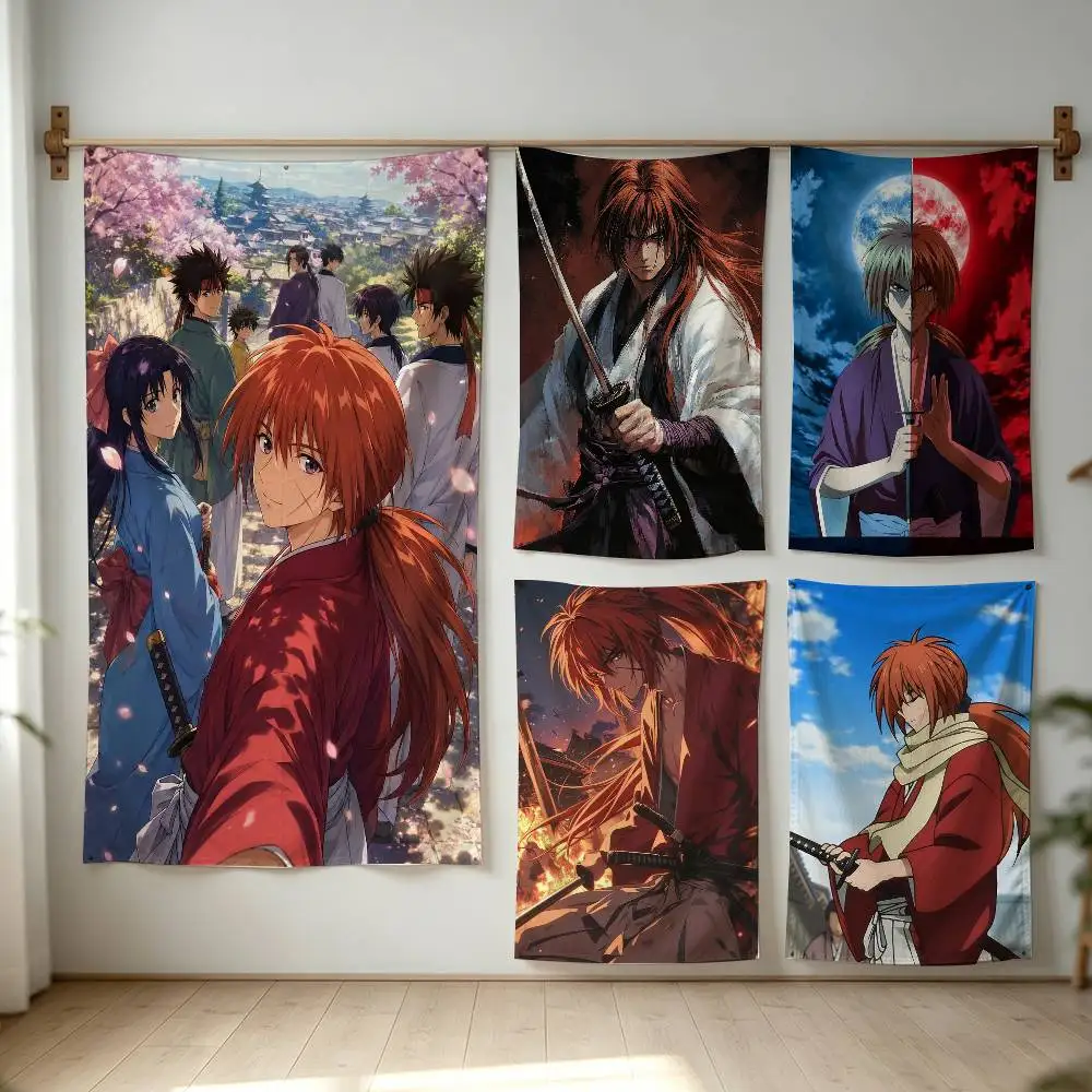 Anime R-Rurouni Kenshin Flag Digital Printing Banner for Garage Wall Out Door Decoration