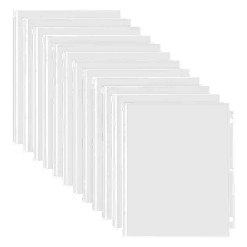 효율적인 12Pcs 바인더 파우치 루스 리프 파일링 문서 보관 가방 11.4In X 9.4In 3 링 빈용 방수 PVC 바인더 포켓