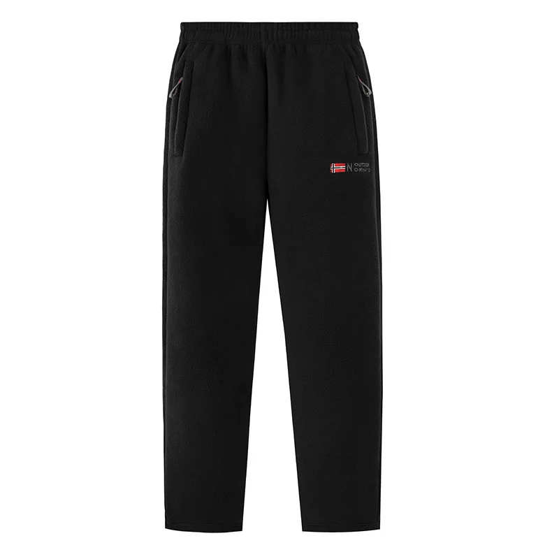 

New Fashion Men Autumn Winter Outdoor Double-sided Polar Fleece Warm Long Pants Male Cold Proof Straight Leg Casual Trousers 3XL