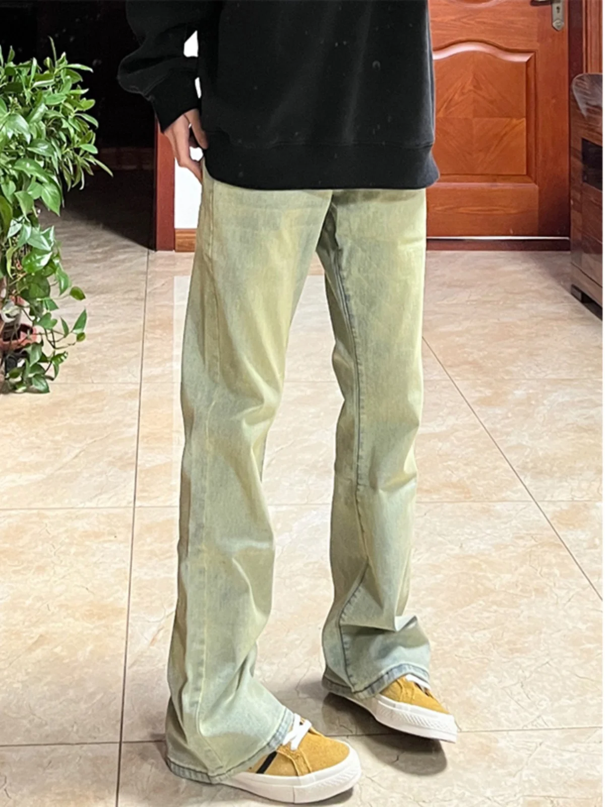 

Мужские джинсы Cleanfit желтого цвета, слегка расклешенные, облегающие, эластичные, прямого кроя, летняя модная новинка