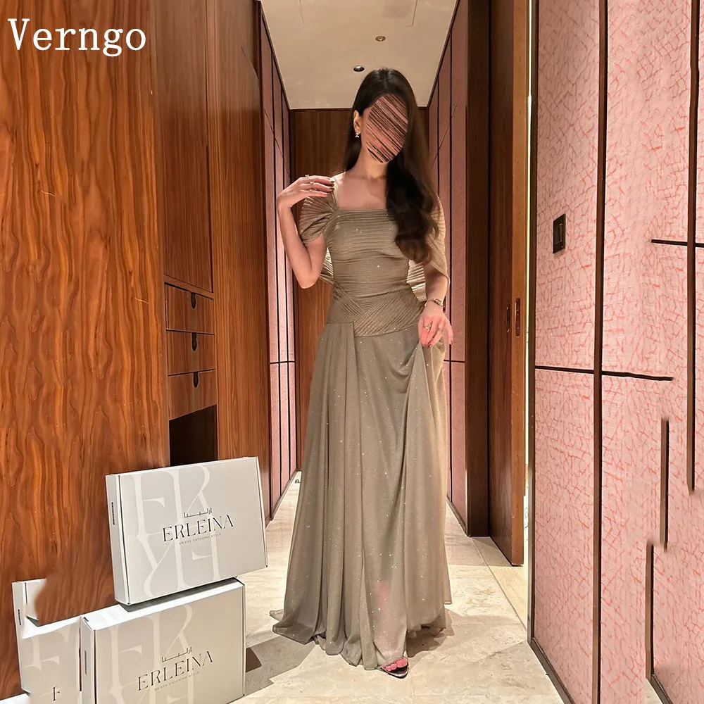 

Verngo Grown Shiny Chiffon Evening Dress Off The Shoulder A Line Pleated Prom Gown Saudi Arabia Formal Occasion Dress Customized