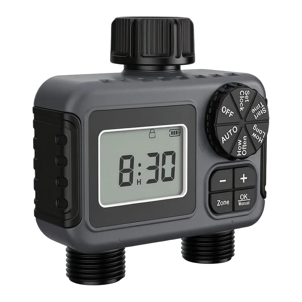 Dual Outlet Sprinkler Controller for Outdoor Garden Lawn Patio Pool Filling with Manual Mode and Auto Programming