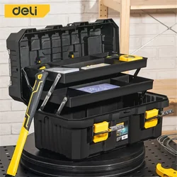 Three-layer Folding DELI Tool Box Waterproof Duty Box Tool Storage Garage Tools Organizer Thickened Heavy Screwdriver Plier