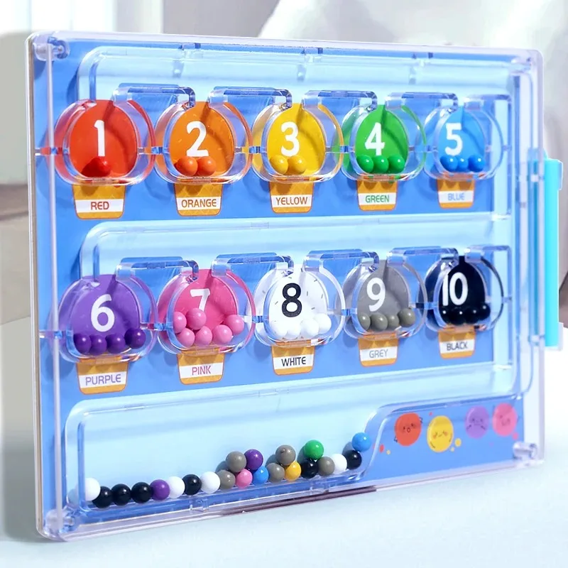 /Magnetic Beads Logic Game for Kids 3+ Years, Color Sorting Early Educational Toy, Creative Pathfinding STEM Toy with Material