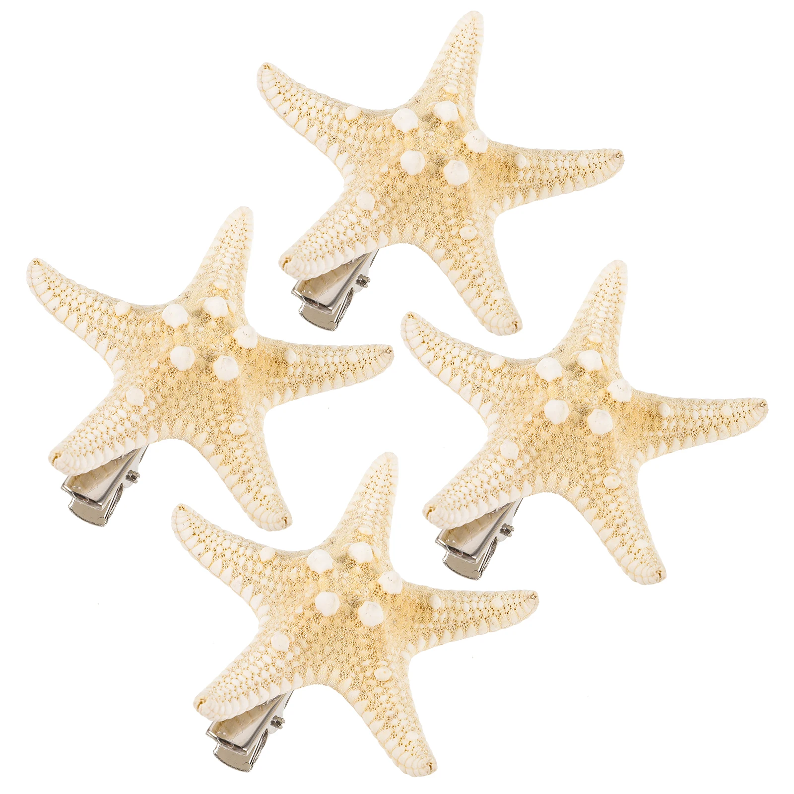 

4Pcs Natural Five-pointed Bridal Accessories Beach Party Bridal Hair Sea Star Hair Clip Clip Hairpins Prom Gifts