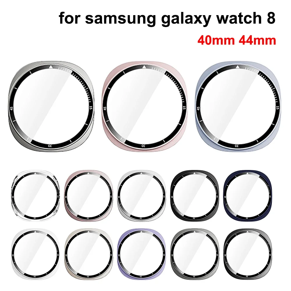 

Закаленное стекло + чехол для ПК для Samsung Galaxy Watch 8 44 мм 40 мм, защитный чехол-бампер с все покрытием для Galaxy Watch 8, аксессуары