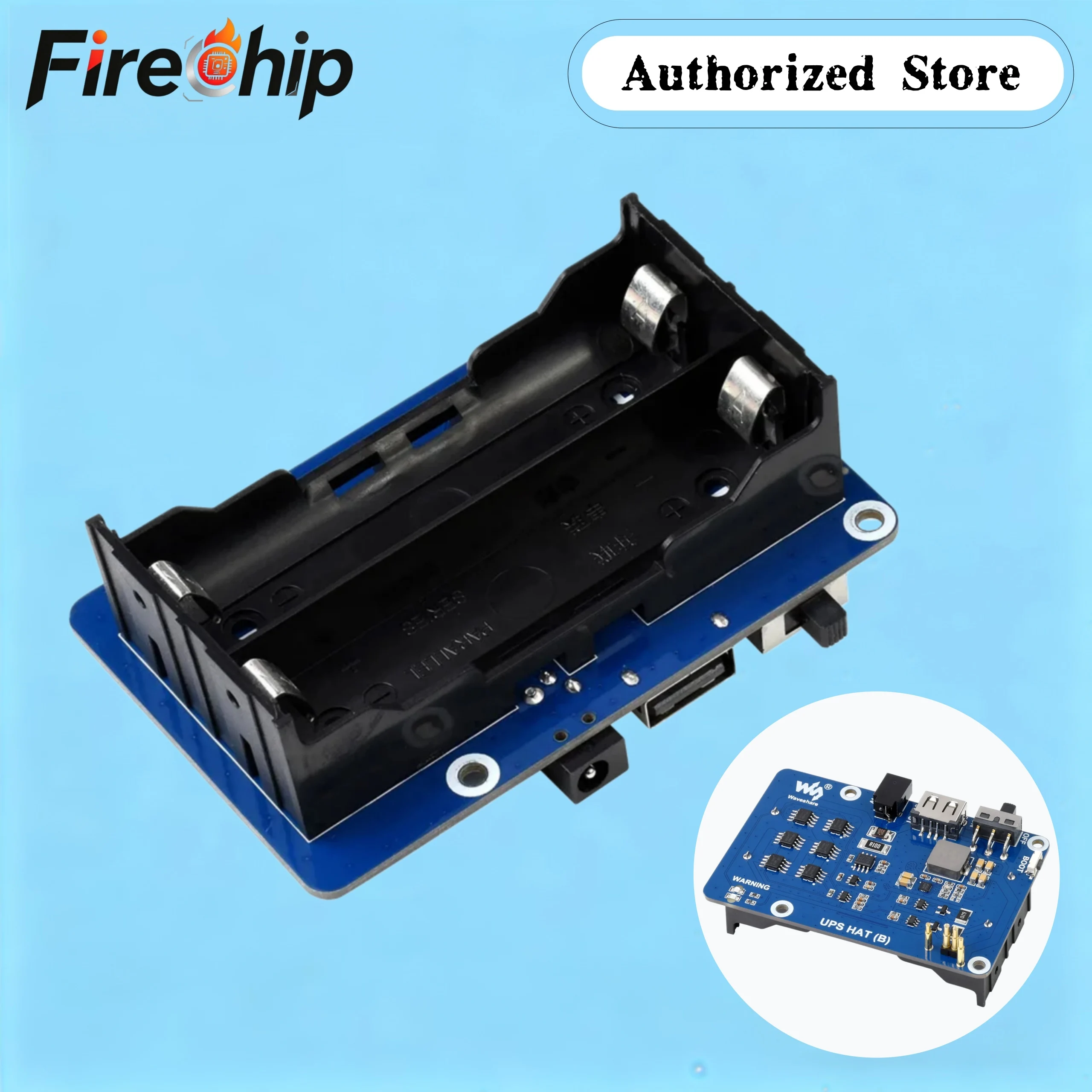 Waveshare UPS HAT (B) for Raspberry Pi 5/4B/3B, 5V Uninterruptible Power Supply, 5A, 2x18650 Li Batteries (NOT Included)