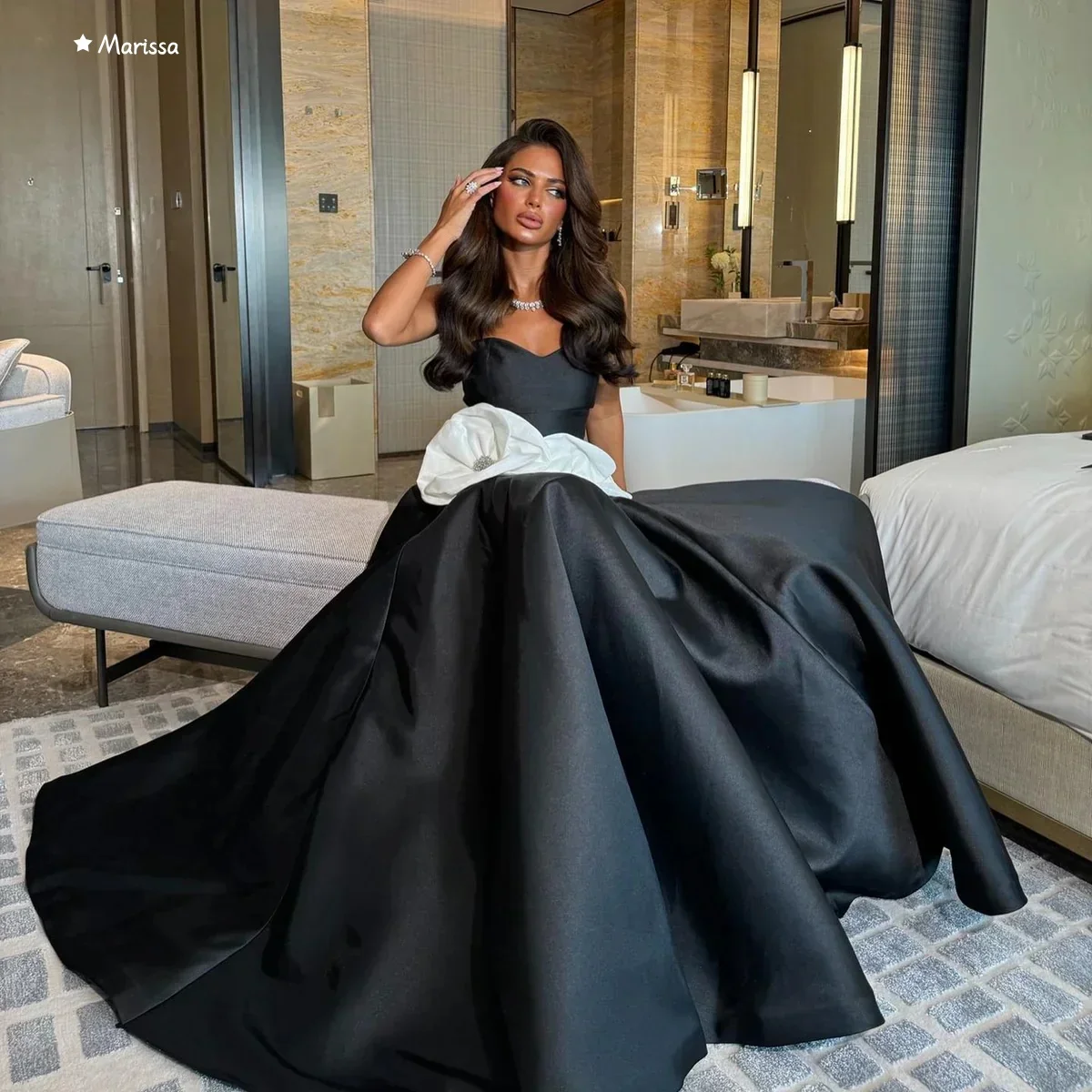 

Marissa Elegant Black Women's Prom Dress 2025 Custom Made Evening Gown Line A Off-shoulder Bespoke Occasion Dresses D/party Long