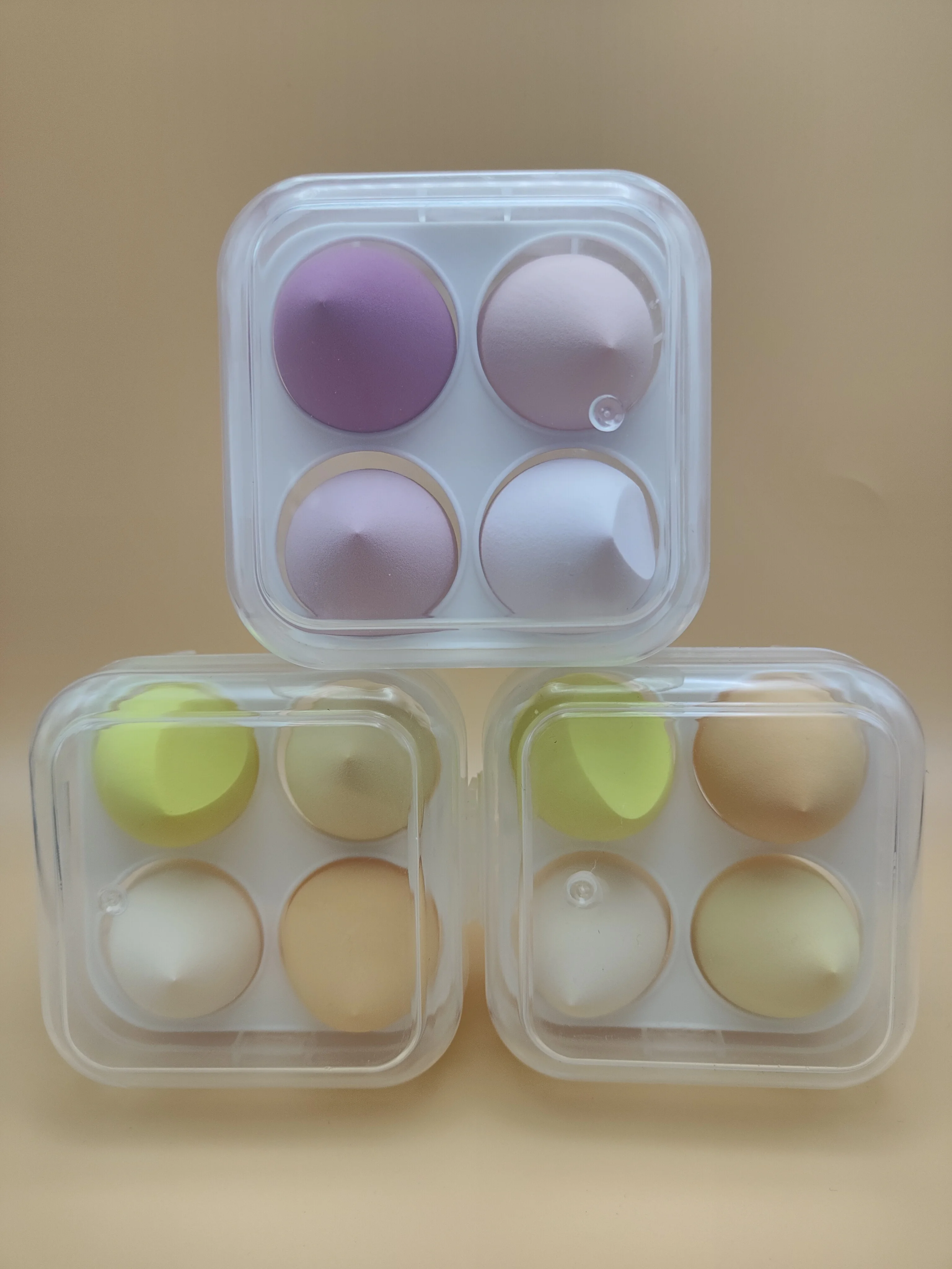 Spugna per trucco in 4 pezzi/doppio uso per bagnato e asciutto/bignè cosmetico/adatto per cosmetici liquidi, crema e cipria