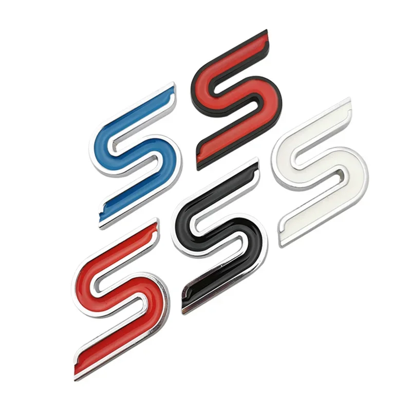Calcomanía 3D de Metal S para capó delantero, emblema cromado para parrilla de coche, accesorios de estilo para Ford V8 Focus 2012 Kuga Mondeo Fiesta