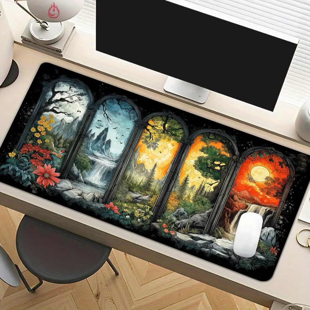 Tapis de souris avec illustration de paysage magnifique, tapis de bureau antidérapant, accessoires pour PC, tapis de jeu, tapis souris