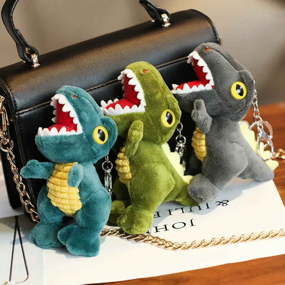 14cm Mini Dinosaur Plush Toys Key Chain Bag Pendant Cute Tyrannosaurus Doll for Kids Children Birthday Christmas Gifts Toys