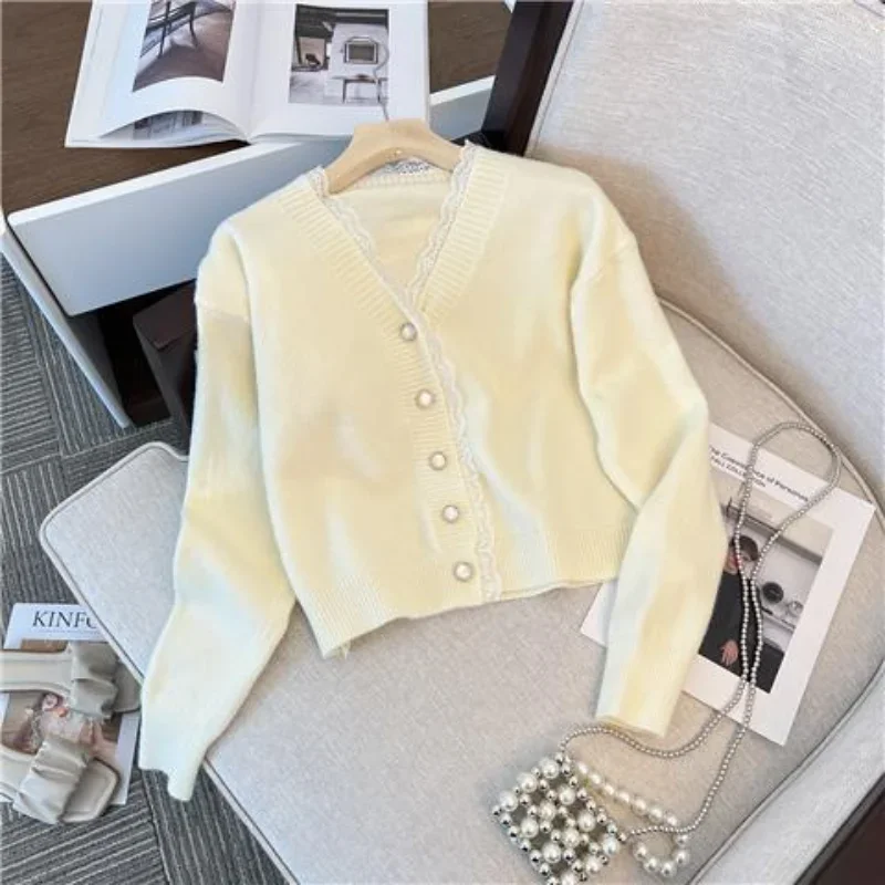 Fashion Woman Blouses 2023 Knitted V-Neck Long Sleeve Autumn Winter Commuter Loose Casual Solid Color Button Sweaters Cardigan