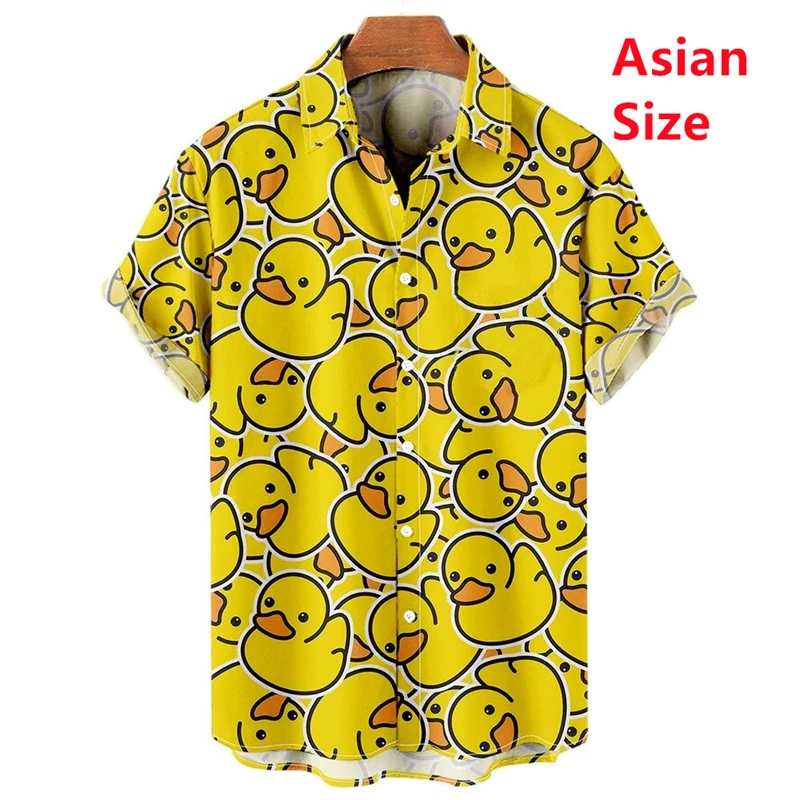 Duck Shirt 3DPrinted Men's Fashion Hawaiian Casual Beach T Short Sleeve Single Button Blouse Male Men Women Clothes Designer Man