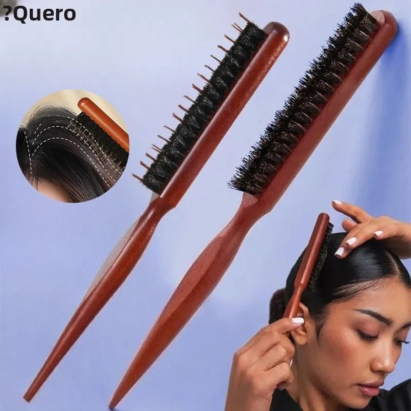 Escova de cabelo de cerdas de juba com escova de cabelo fofa, cauda de mouse, escova de cabelo, barba, escova de barbear, borda, ferramentas de estilo de cabelo