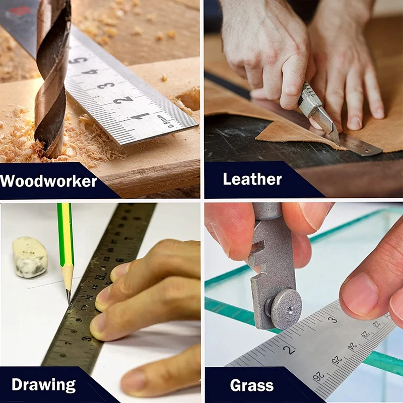 Metal Ruler Non-Slip Ruler With Cork Backing:(12+18 Inch) Stainless Steel Ruler Non-Slip Rulers With Inch And Centimeters