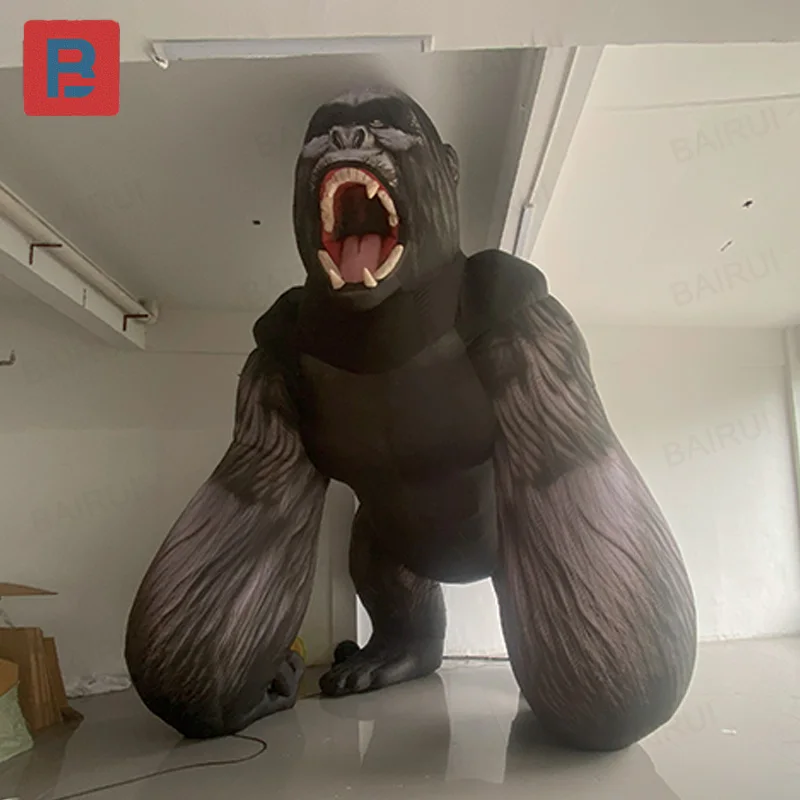 Aufblasbarer Gorilla, Tierluftmodell, mit Gebläse, großformatige Eventdekoration für den Außenbereich und Werbe-Requisiten
