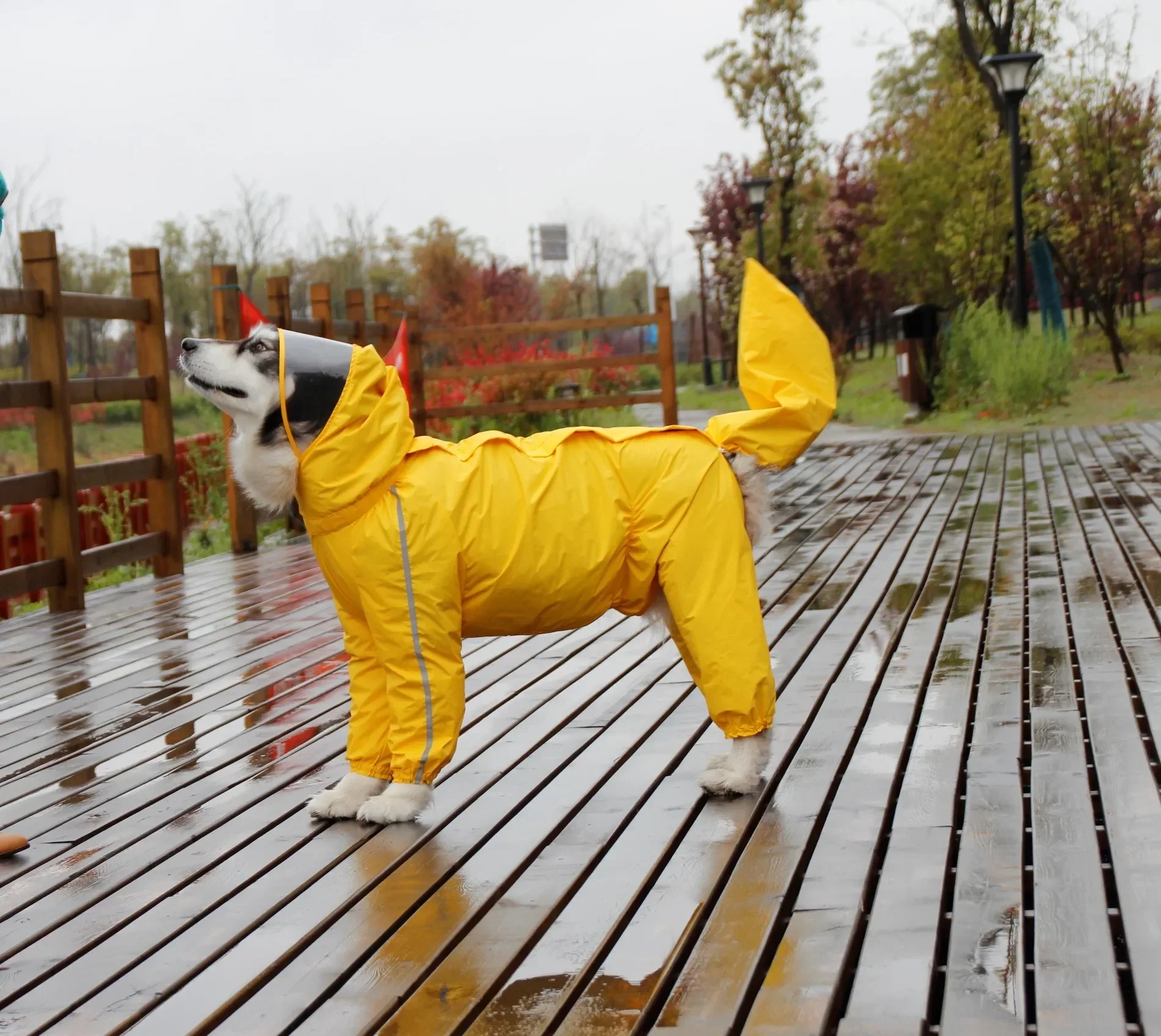 

Husky Raincoat Jacket Reflective Stripe Polyester Retriever Safety Large Rain for Waterproof Dog Labrador Golden